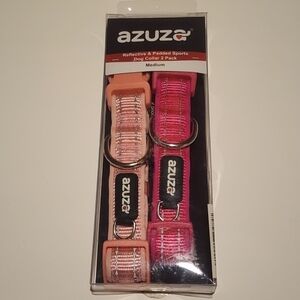Azuza Reflective Dog‎ Collar 2 Pack Pink Medium Neoprene New Bx16